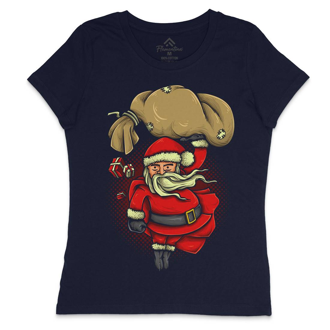 Super Santa Womens Crew Neck T-Shirt Christmas A476