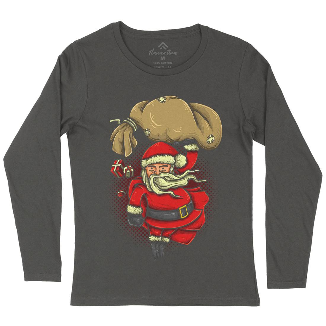 Super Santa Womens Long Sleeve T-Shirt Christmas A476