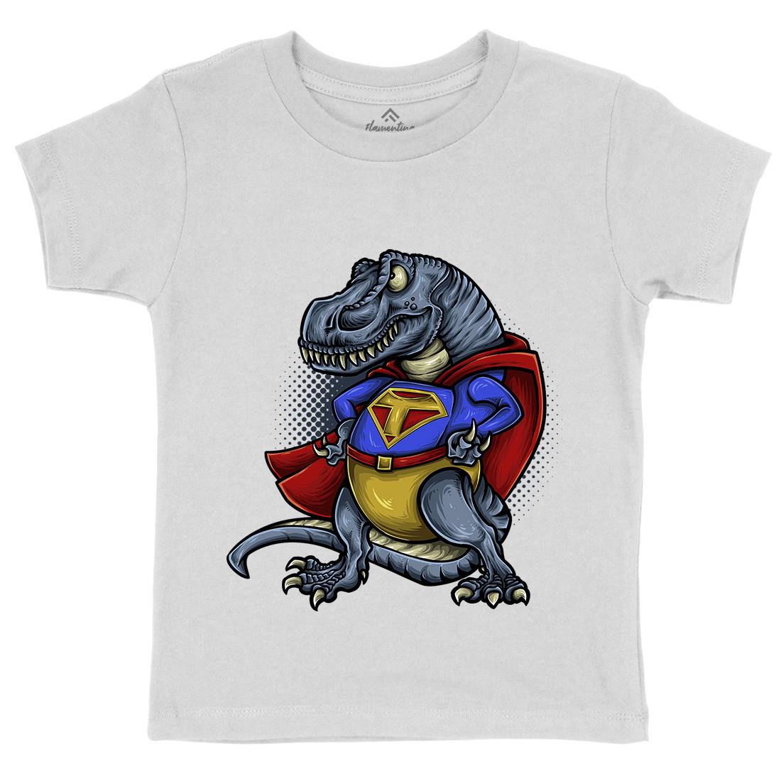 Super T-Rex Kids Organic Crew Neck T-Shirt Animals A478