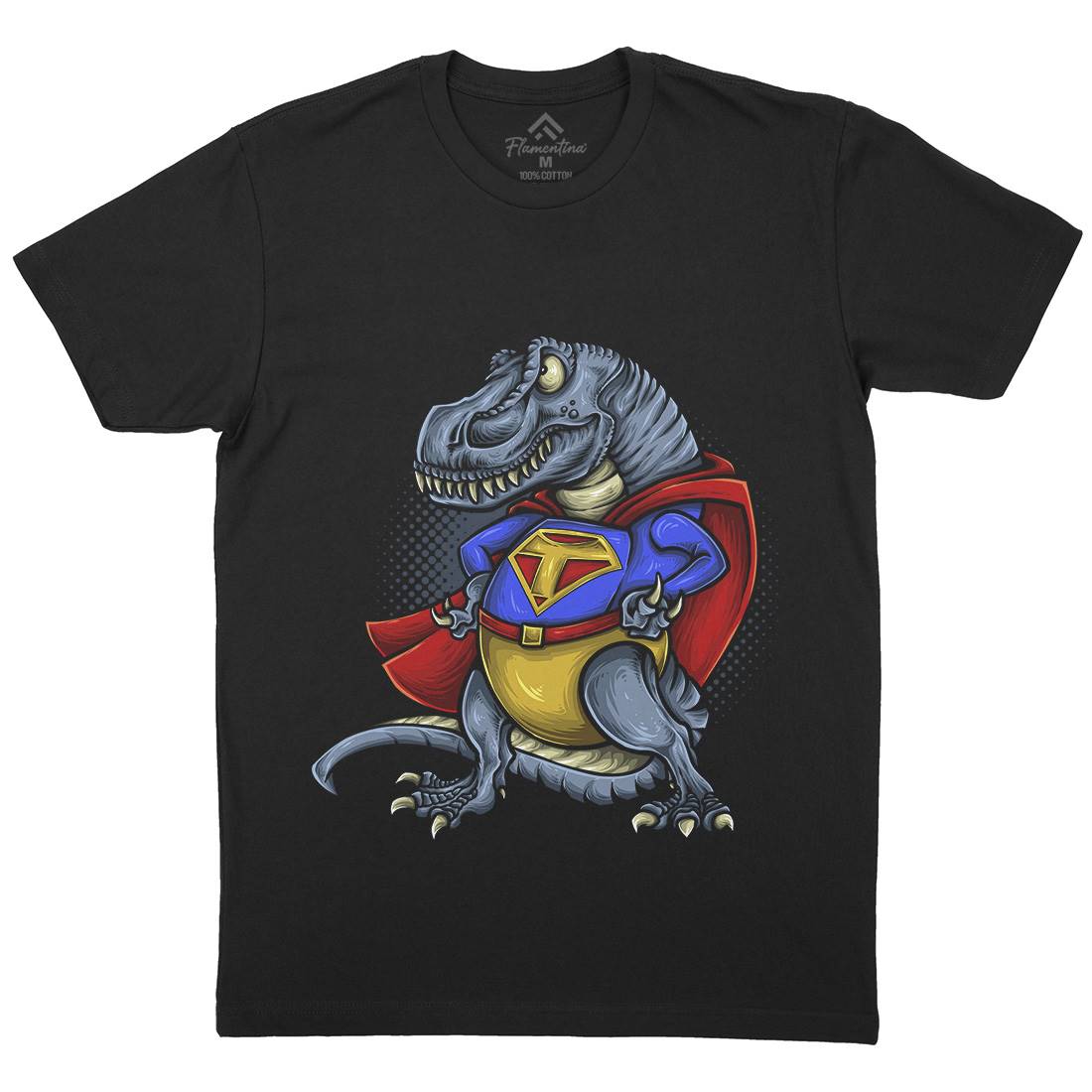 Super T-Rex Mens Organic Crew Neck T-Shirt Animals A478