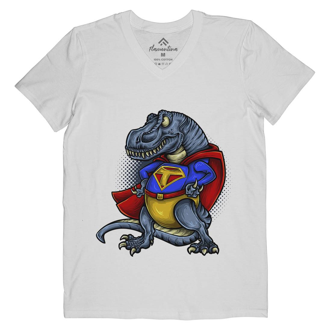 Super T-Rex Mens Organic V-Neck T-Shirt Animals A478
