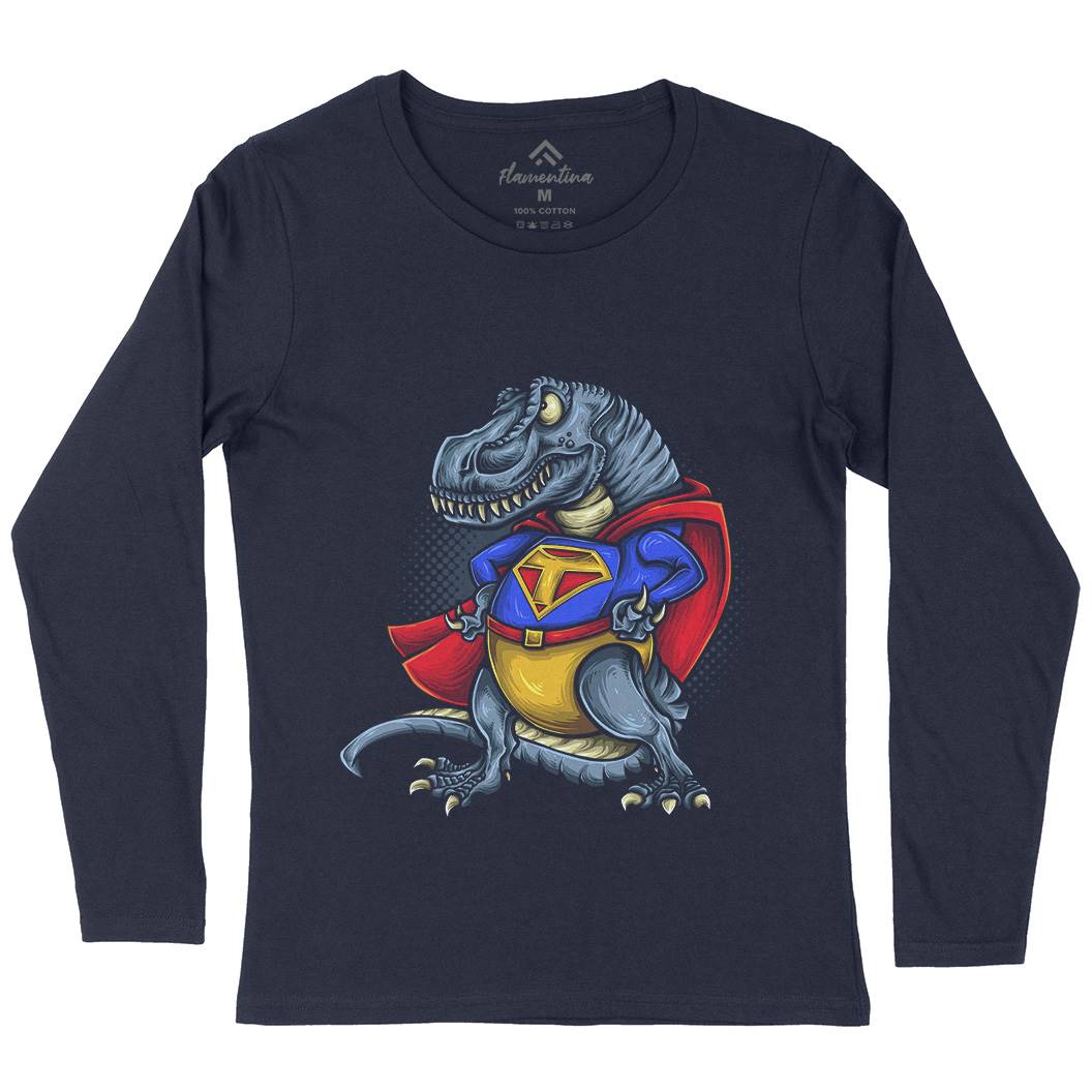 Super T-Rex Womens Long Sleeve T-Shirt Animals A478