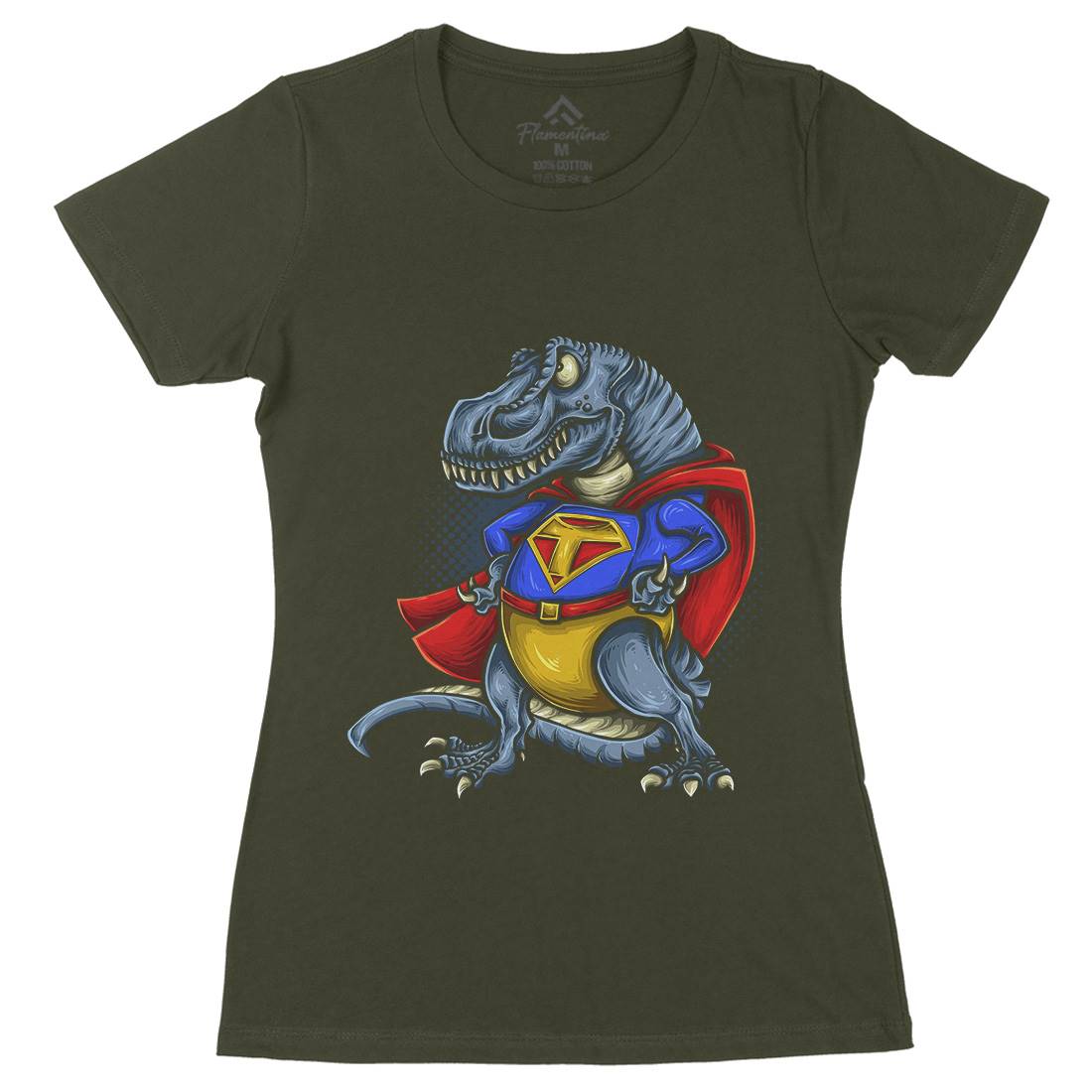 Super T-Rex Womens Organic Crew Neck T-Shirt Animals A478