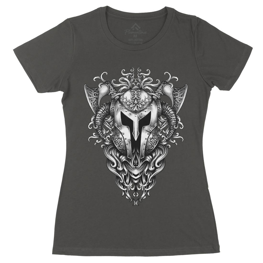 Armor Of Viking Womens Organic Crew Neck T-Shirt Warriors A479