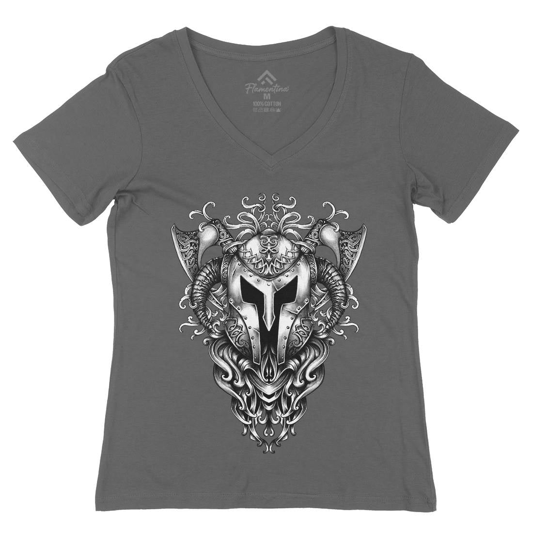 Armor Of Viking Womens Organic V-Neck T-Shirt Warriors A479