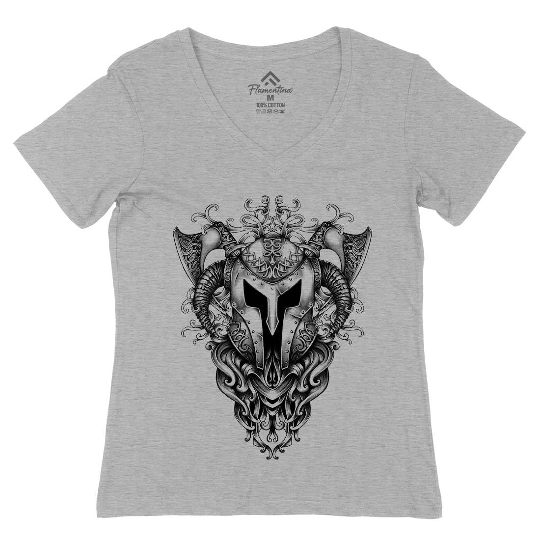 Armor Of Viking Womens Organic V-Neck T-Shirt Warriors A479