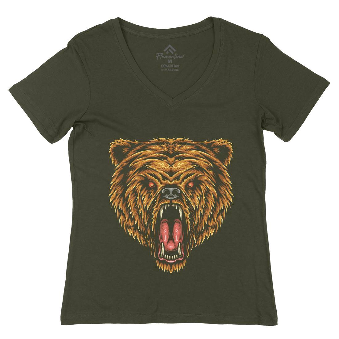 Great Power Womens Organic V-Neck T-Shirt Animals A482