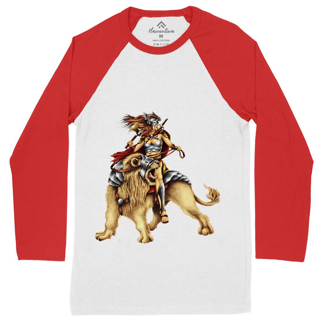 Lion Rider Mens Long Sleeve Baseball T-Shirt Warriors A483