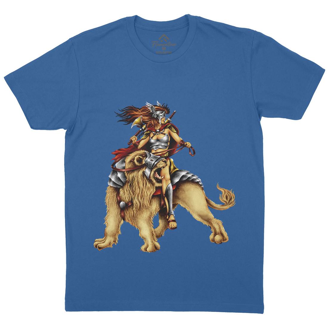 Lion Rider Mens Organic Crew Neck T-Shirt Warriors A483