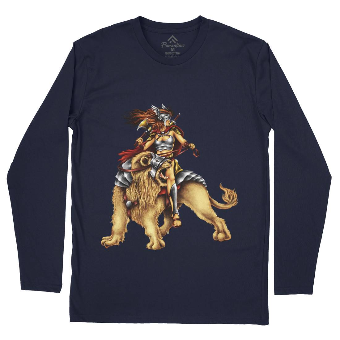 Lion Rider Mens Long Sleeve T-Shirt Warriors A483