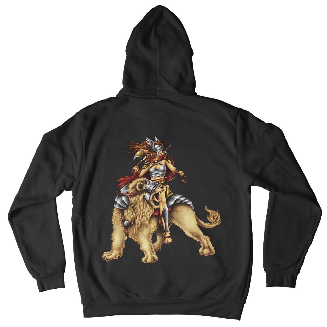 Lion Rider Mens Hoodie With Pocket Warriors A483