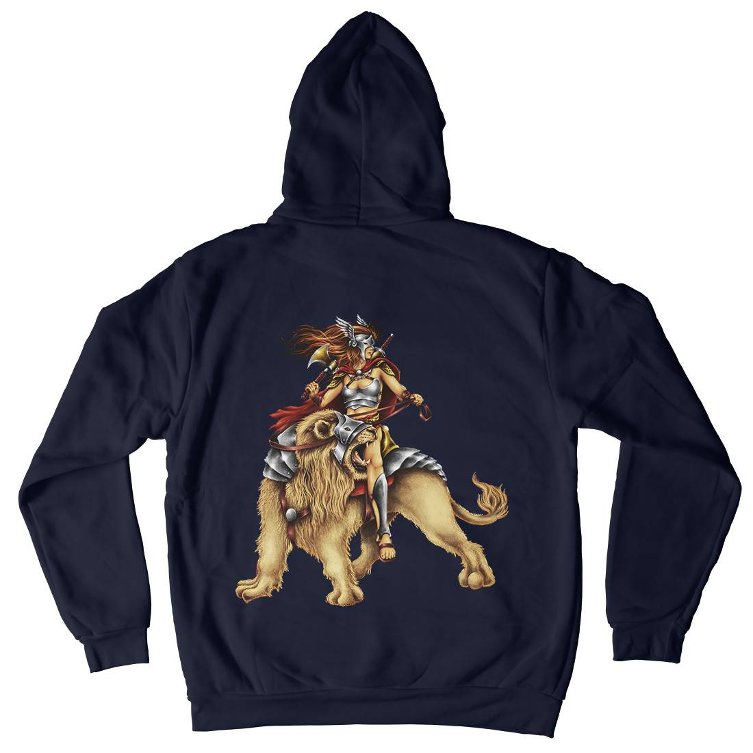 Lion Rider Mens Hoodie With Pocket Warriors A483