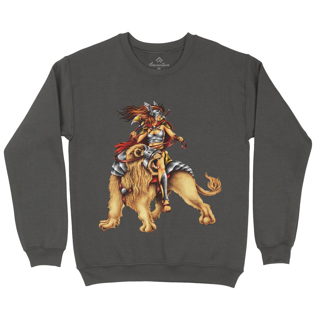 Lion Rider Mens Crew Neck Sweatshirt Warriors A483