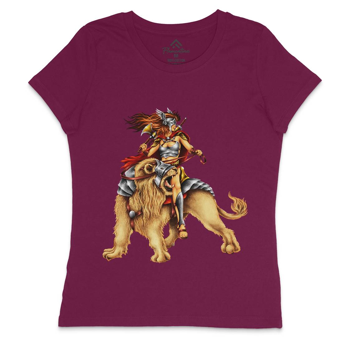 Lion Rider Womens Crew Neck T-Shirt Warriors A483
