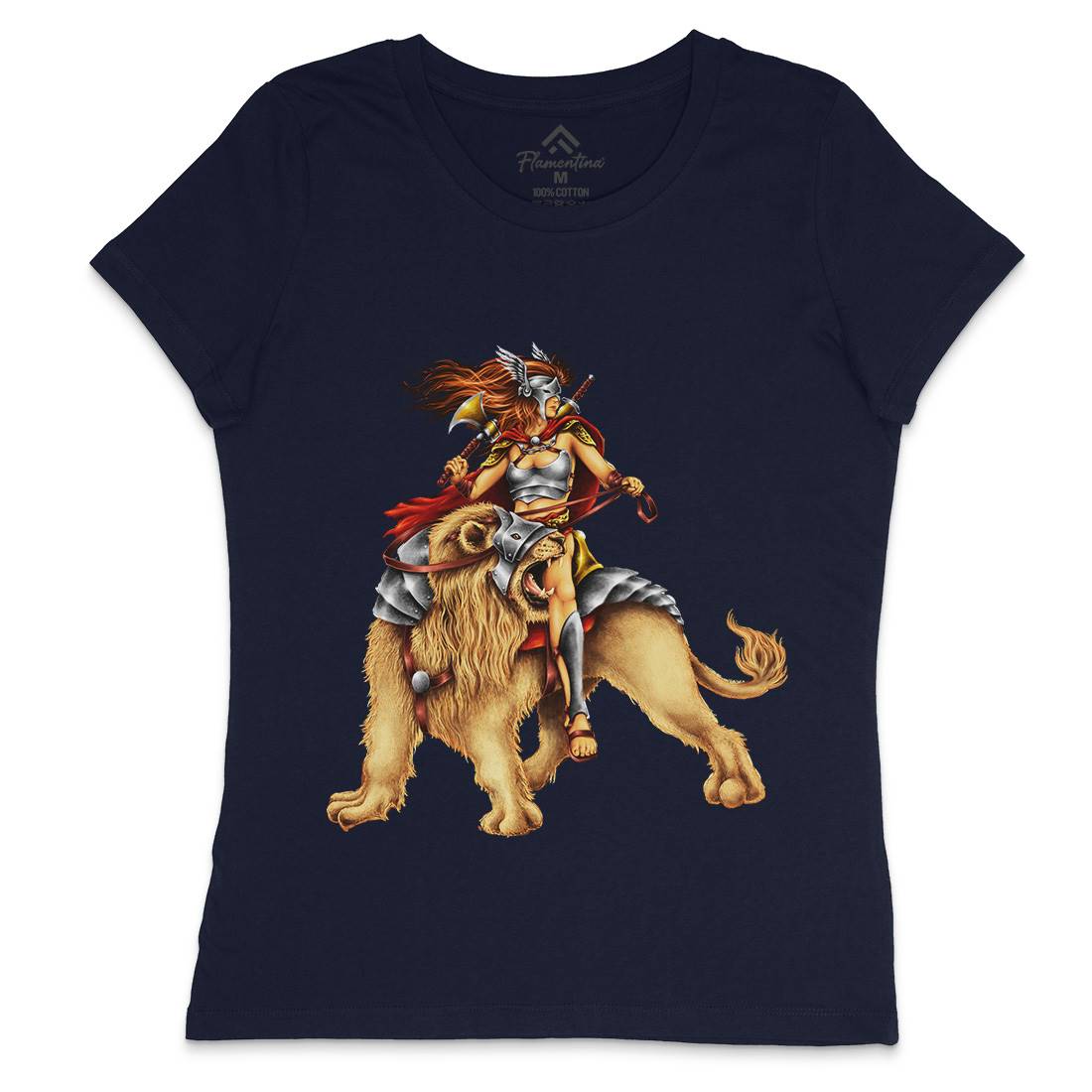 Lion Rider Womens Crew Neck T-Shirt Warriors A483