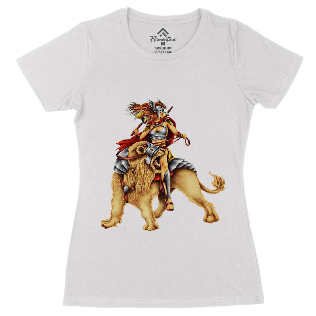 Lion Rider Womens Organic Crew Neck T-Shirt Warriors A483