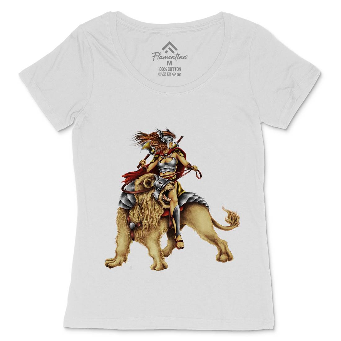 Lion Rider Womens Scoop Neck T-Shirt Warriors A483