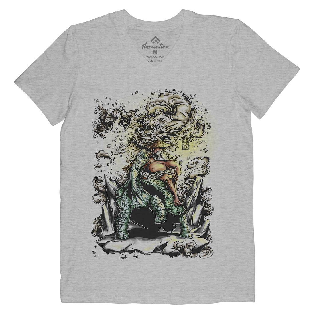 Wise Oldman Mens Organic V-Neck T-Shirt Warriors A484