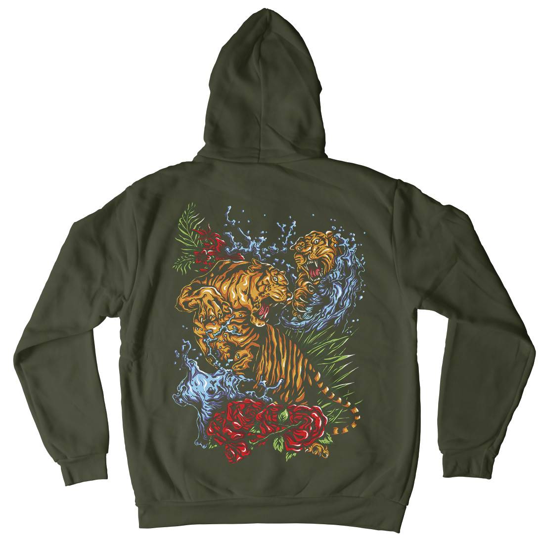 Tigers Fight Kids Crew Neck Hoodie Asian A485