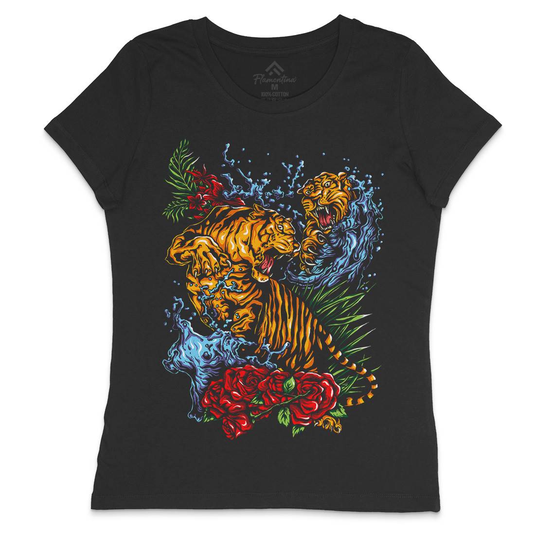 Tigers Fight Womens Crew Neck T-Shirt Asian A485