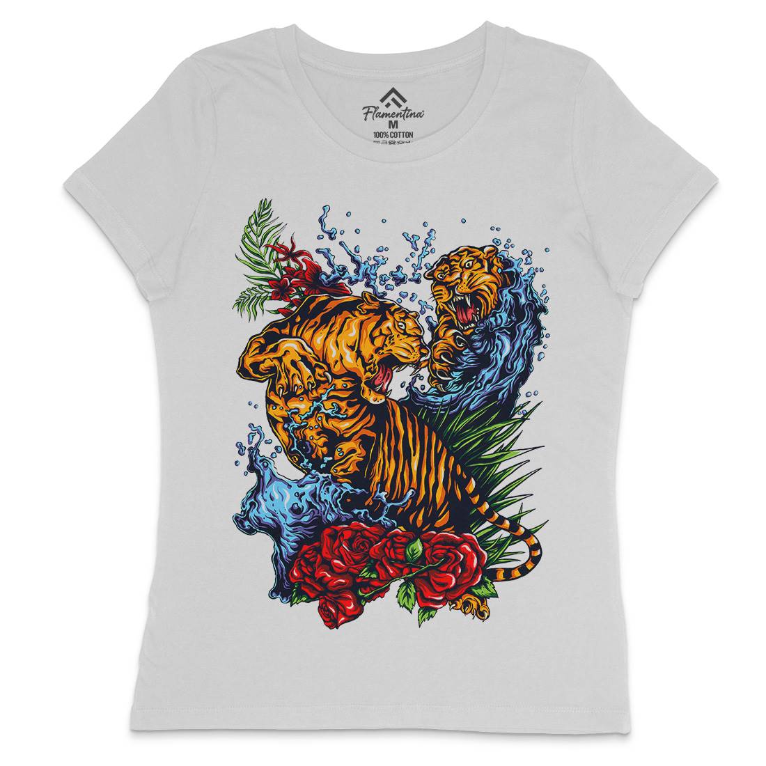 Tigers Fight Womens Crew Neck T-Shirt Asian A485