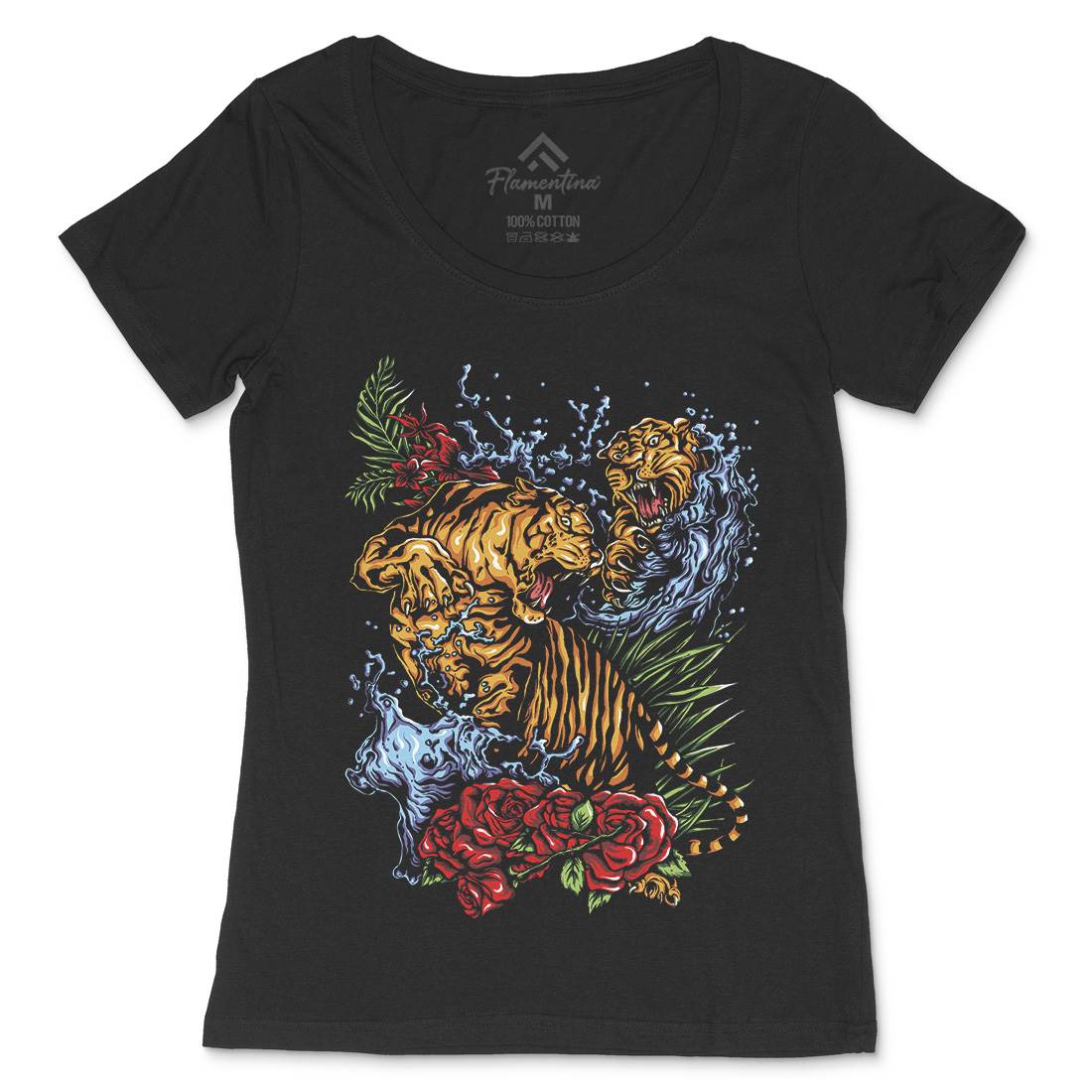Tigers Fight Womens Scoop Neck T-Shirt Asian A485