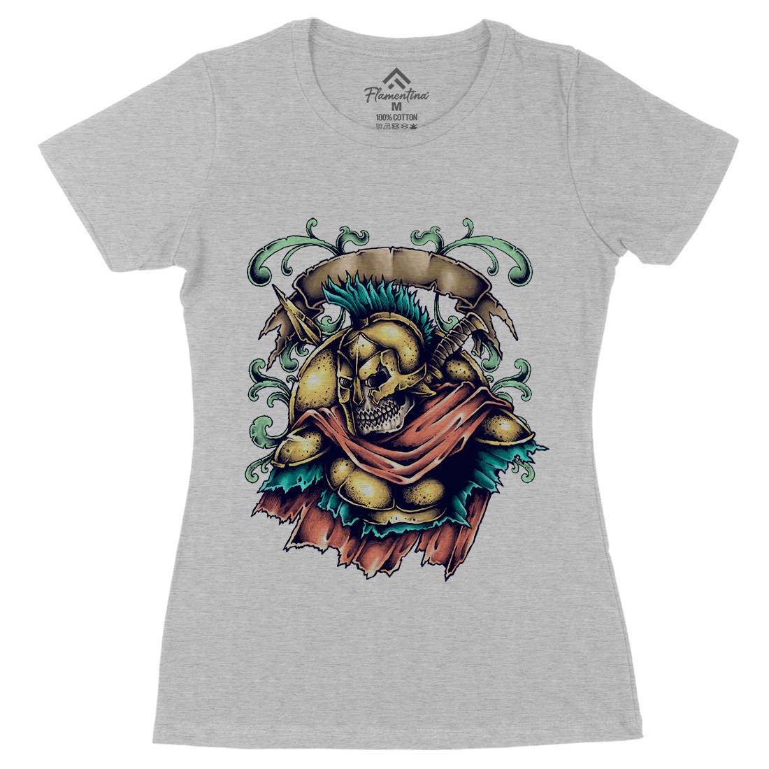 Undead Spartan Womens Organic Crew Neck T-Shirt Warriors A487