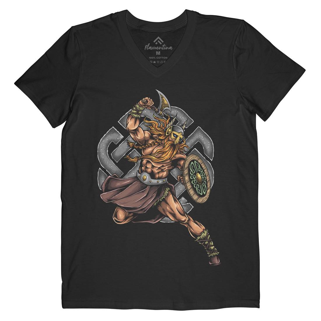Viking Warrior Mens Organic V-Neck T-Shirt Warriors A490