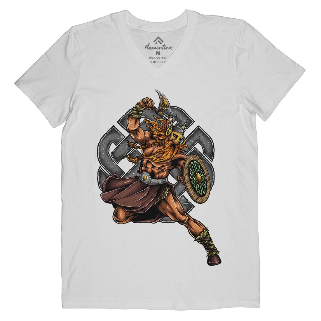 Viking Warrior Mens Organic V-Neck T-Shirt Warriors A490