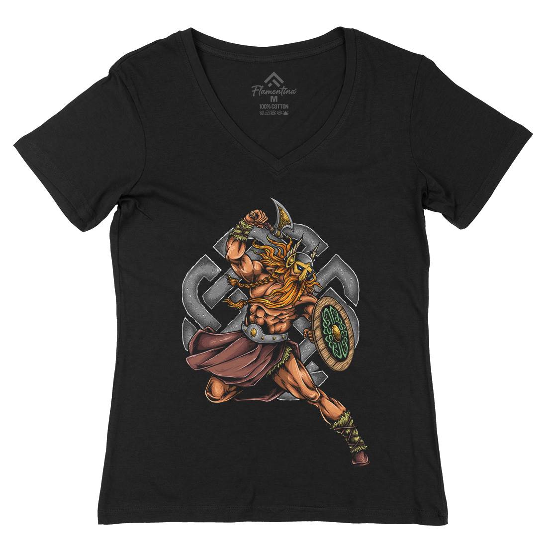 Viking Warrior Womens Organic V-Neck T-Shirt Warriors A490