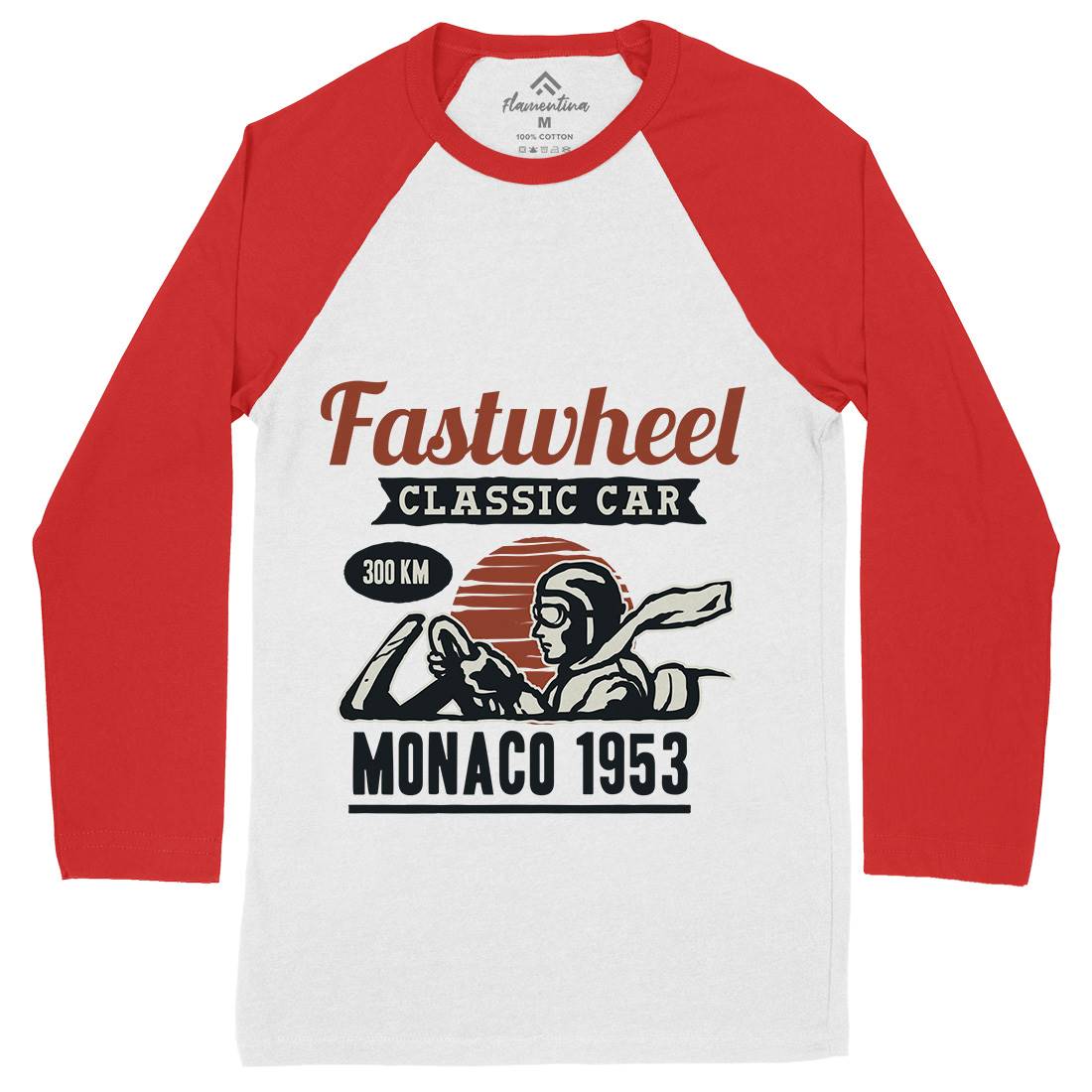 Vintage Racer Mens Long Sleeve Baseball T-Shirt Cars A491