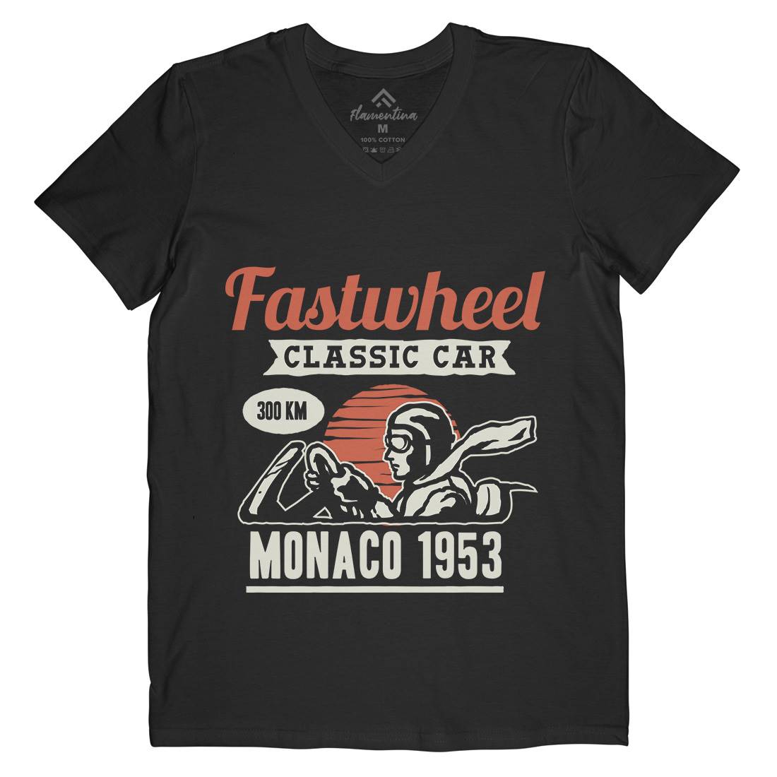 Vintage Racer Mens Organic V-Neck T-Shirt Cars A491