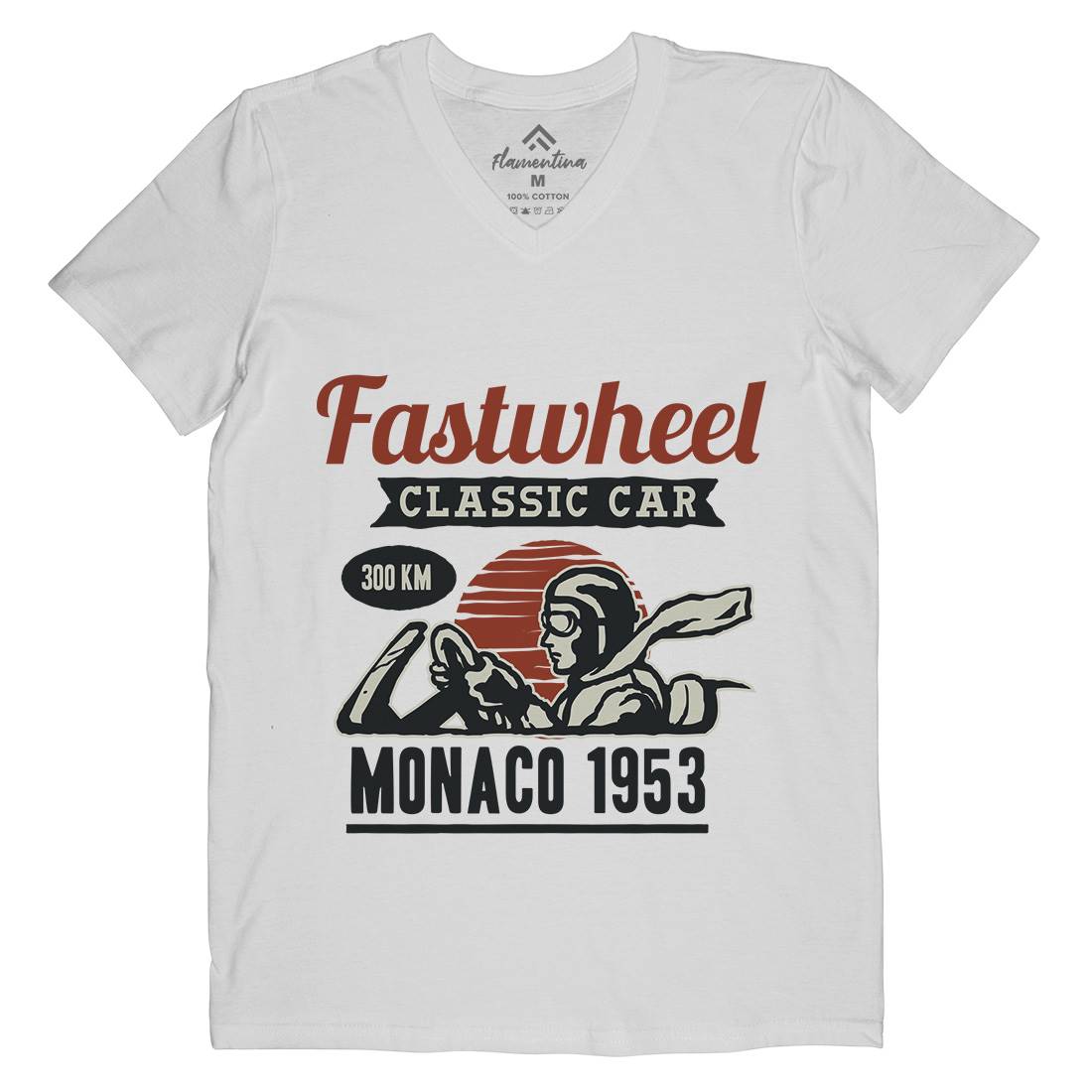 Vintage Racer Mens Organic V-Neck T-Shirt Cars A491