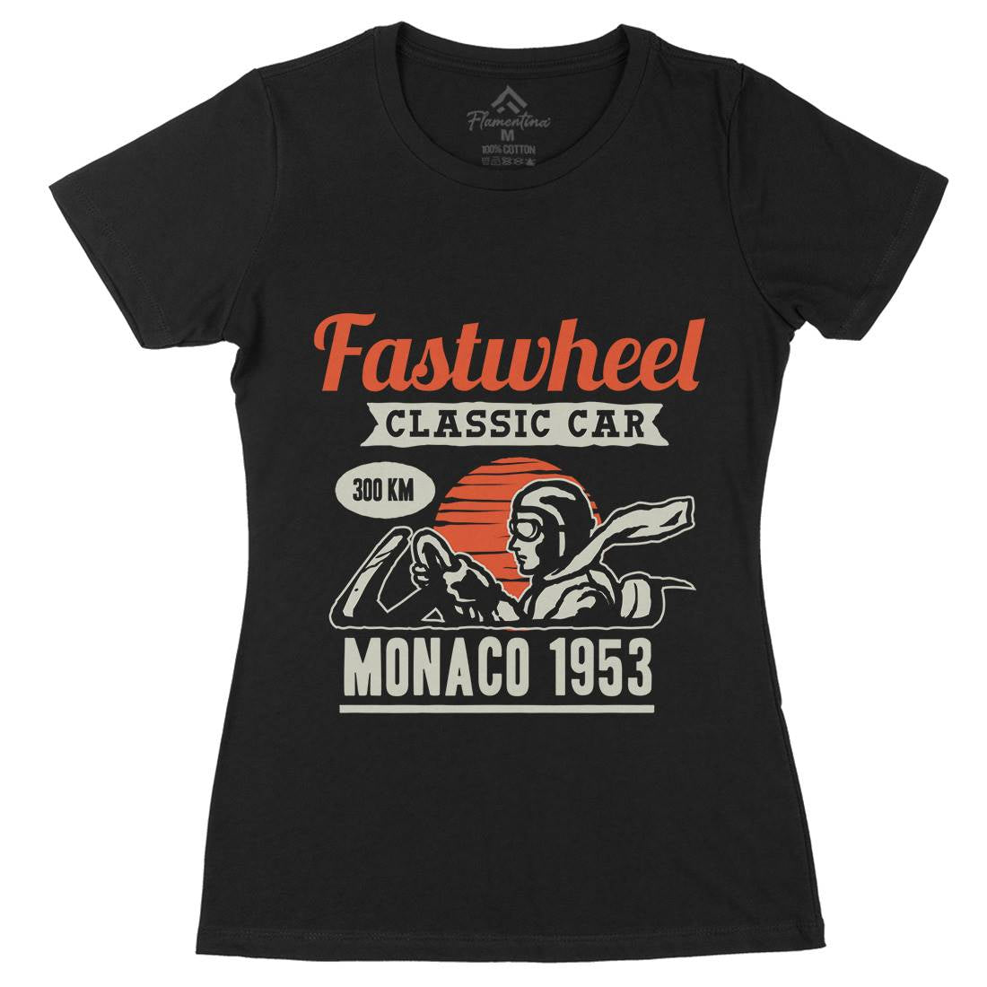 Vintage Racer Womens Organic Crew Neck T-Shirt Cars A491
