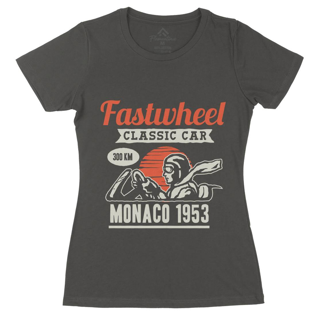 Vintage Racer Womens Organic Crew Neck T-Shirt Cars A491
