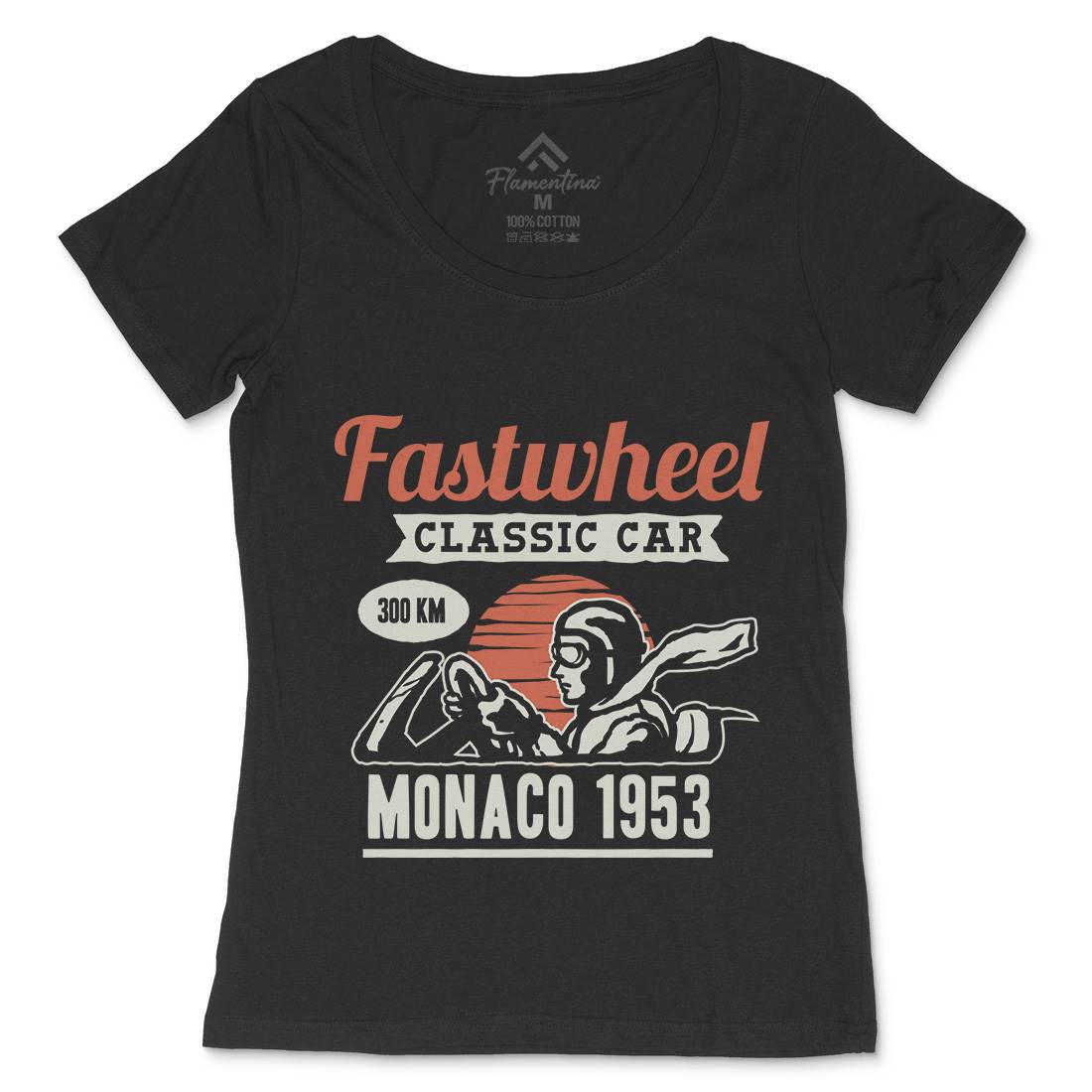 Vintage Racer Womens Scoop Neck T-Shirt Cars A491