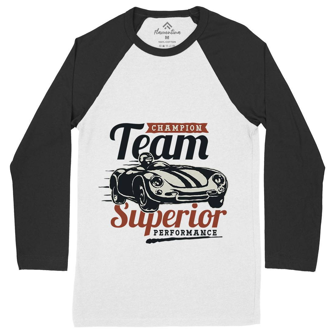 Vintage Racer Champion Mens Long Sleeve Baseball T-Shirt Cars A492