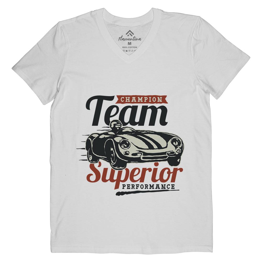 Vintage Racer Champion Mens Organic V-Neck T-Shirt Cars A492