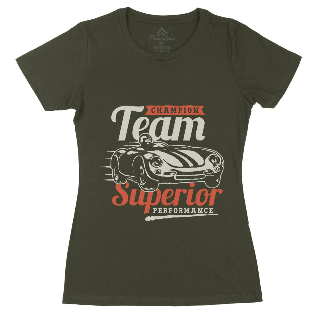 Vintage Racer Champion Womens Organic Crew Neck T-Shirt Cars A492