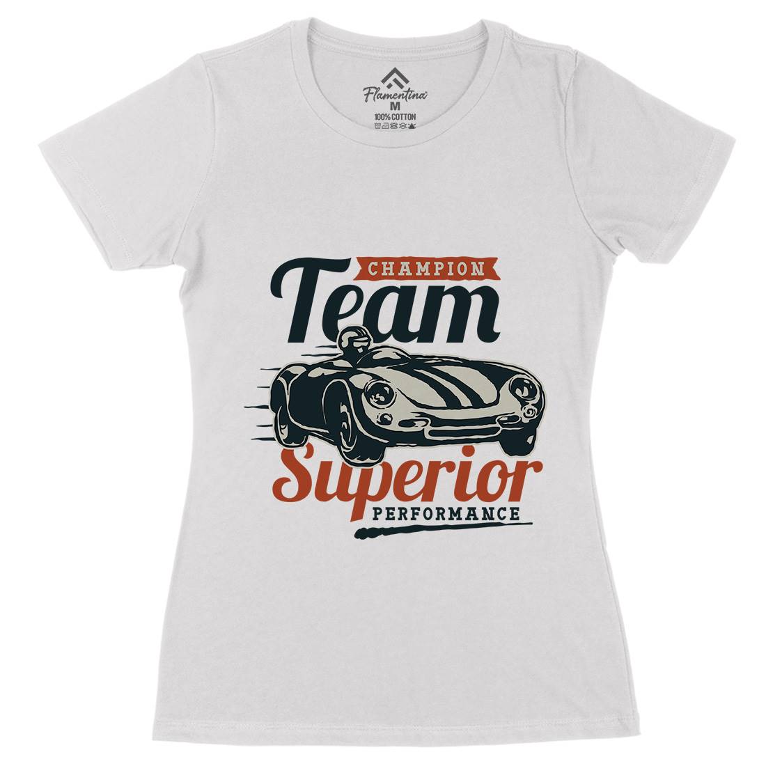 Vintage Racer Champion Womens Organic Crew Neck T-Shirt Cars A492