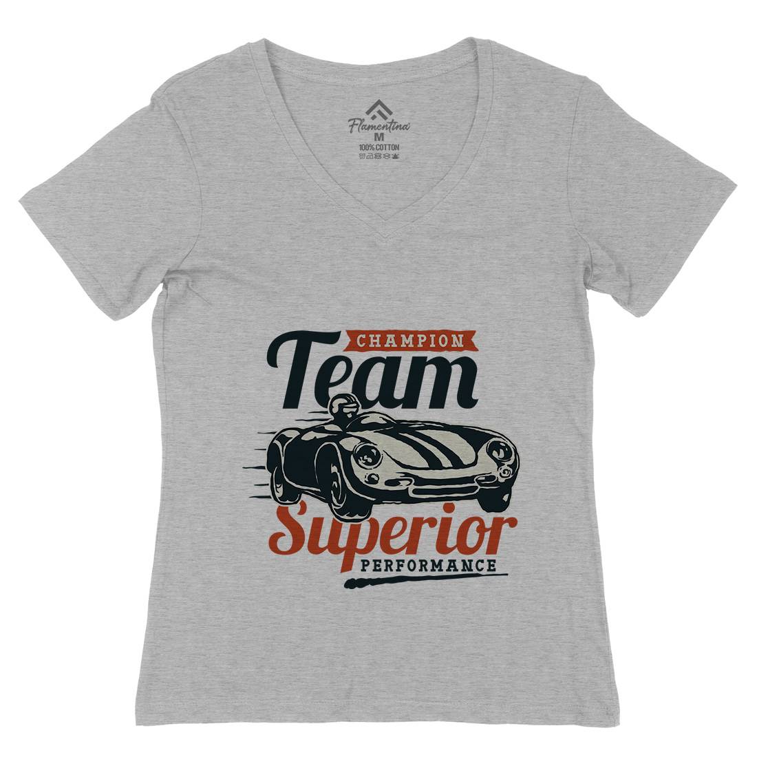 Vintage Racer Champion Womens Organic V-Neck T-Shirt Cars A492