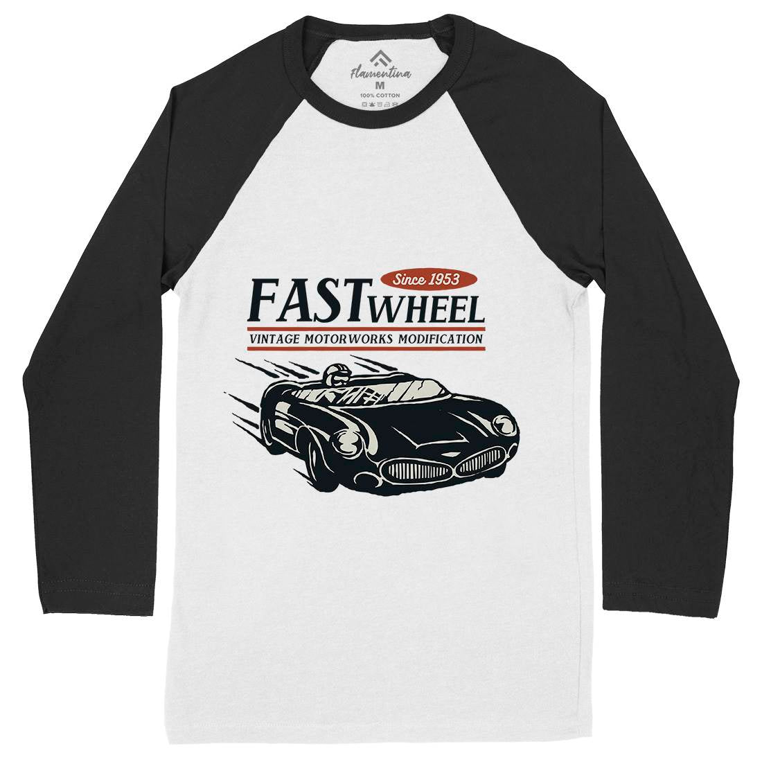 Vintage Racer Speed Mens Long Sleeve Baseball T-Shirt Cars A493
