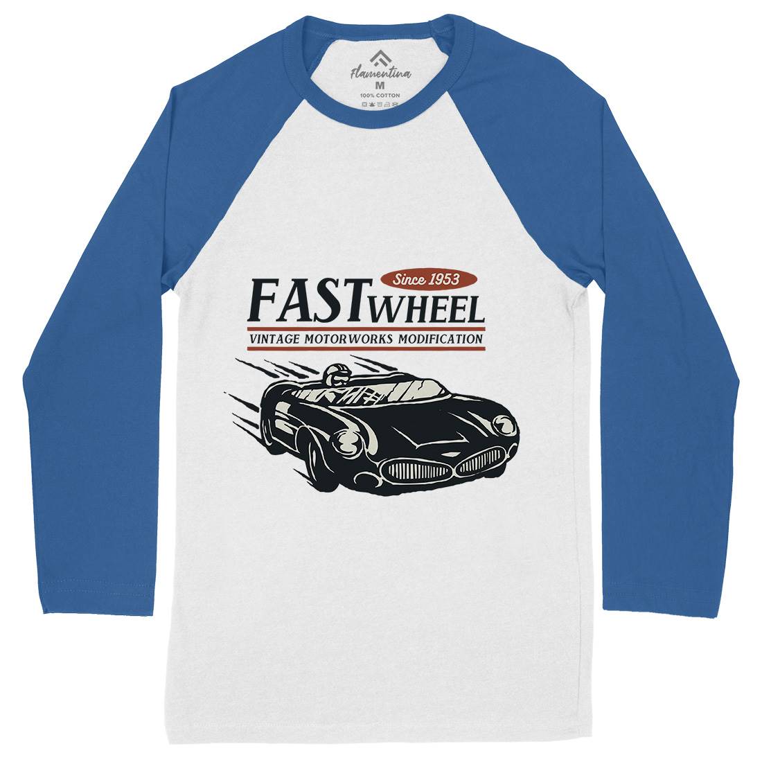 Vintage Racer Speed Mens Long Sleeve Baseball T-Shirt Cars A493