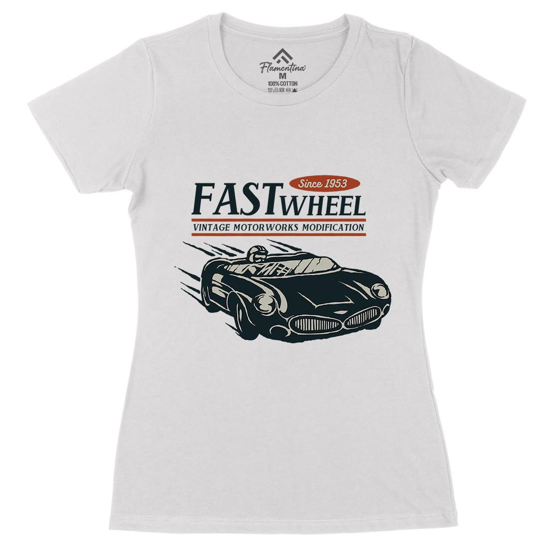 Vintage Racer Speed Womens Organic Crew Neck T-Shirt Cars A493