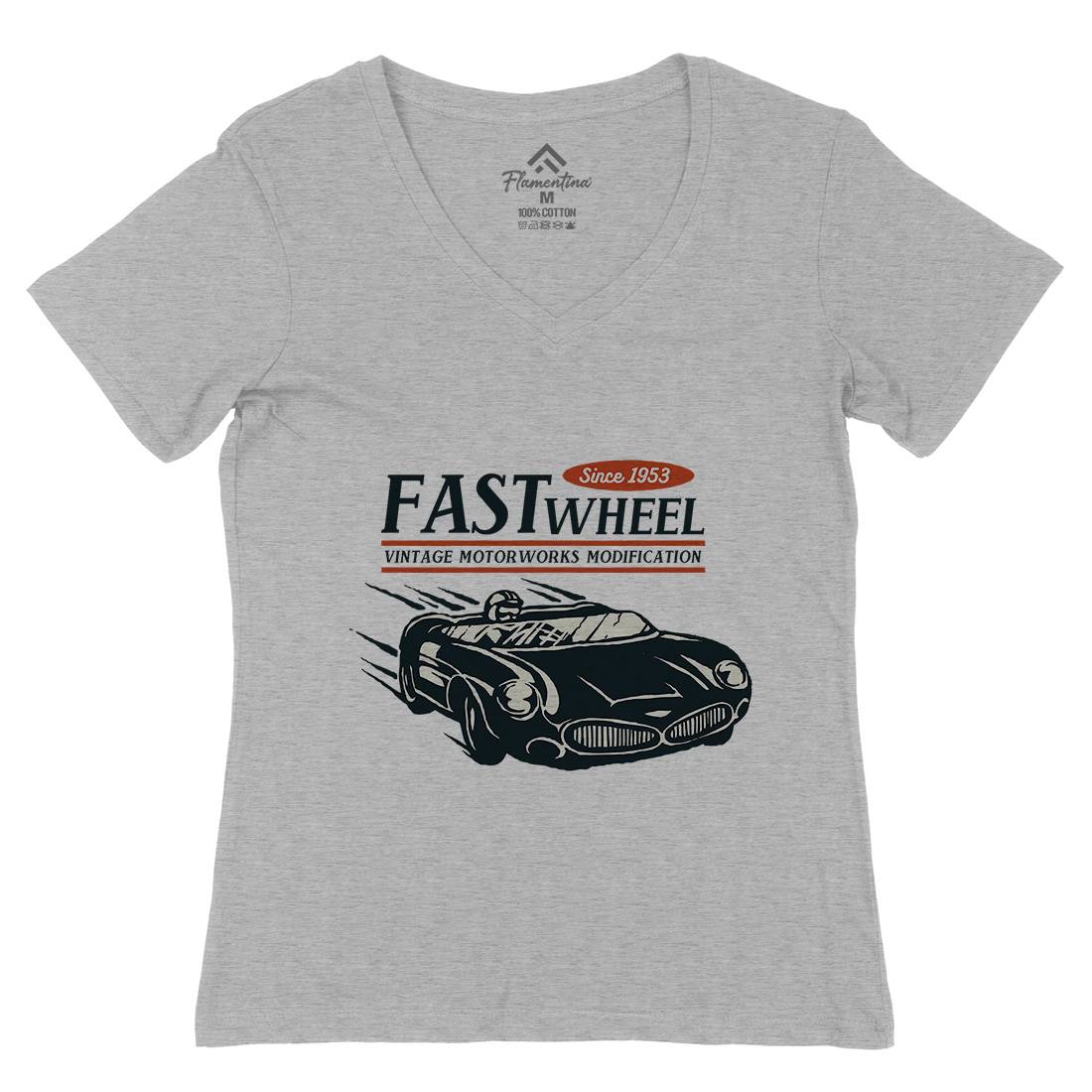 Vintage Racer Speed Womens Organic V-Neck T-Shirt Cars A493