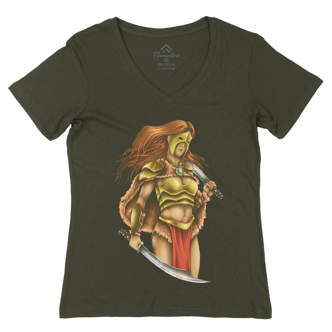 Warrior Queen Womens Organic V-Neck T-Shirt Warriors A496