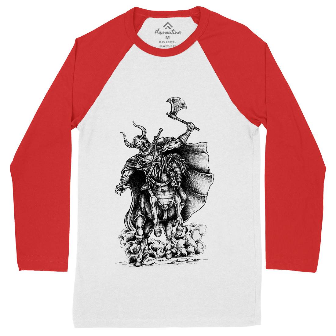 Warrior Skull Mens Long Sleeve Baseball T-Shirt Warriors A497