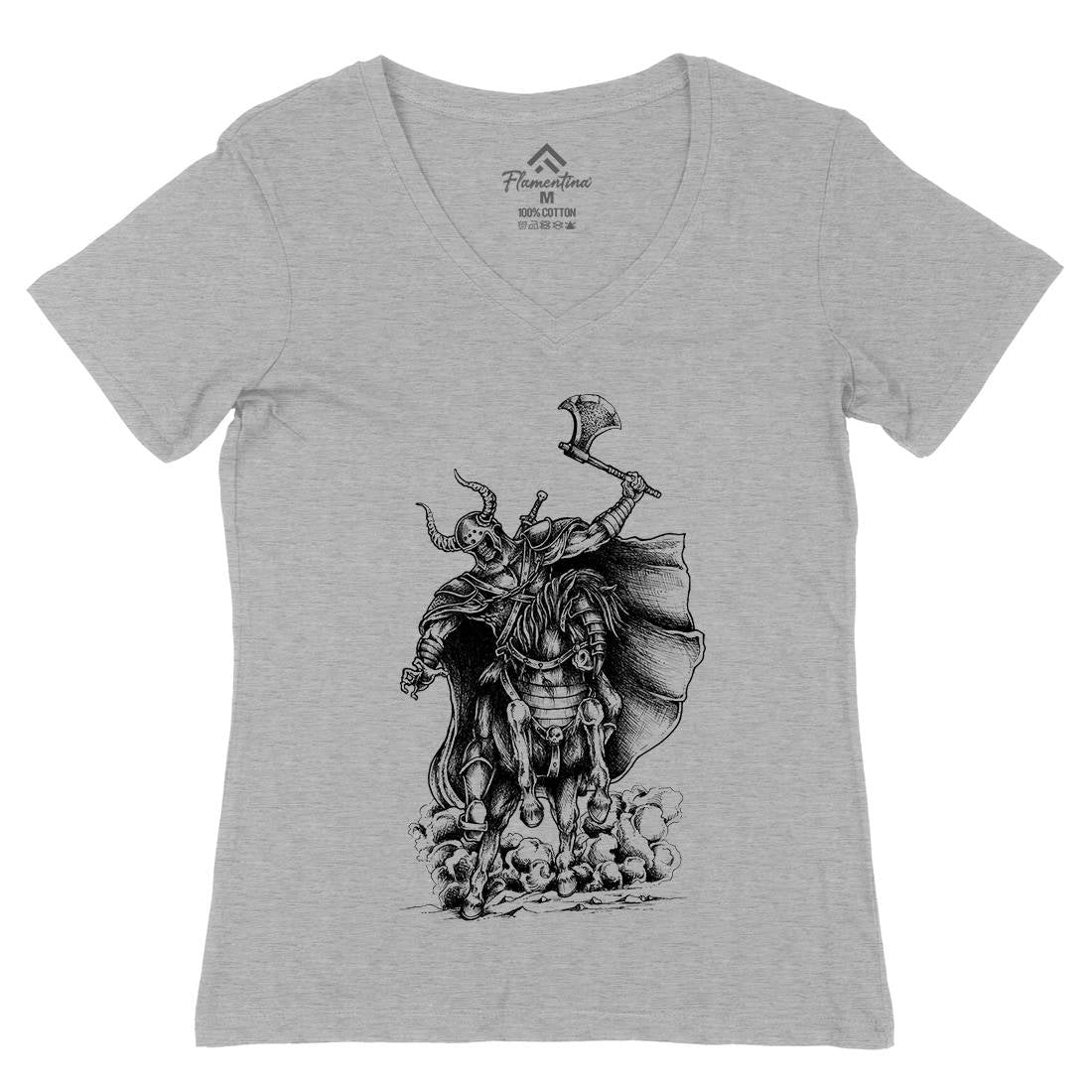 Warrior Skull Womens Organic V-Neck T-Shirt Warriors A497