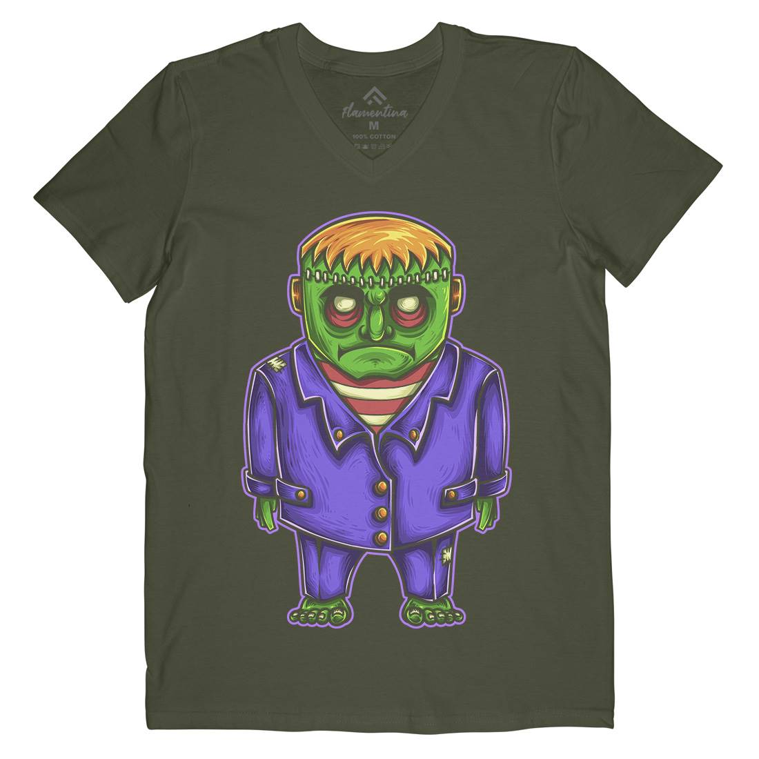 Zombie Mens Organic V-Neck T-Shirt Horror A500