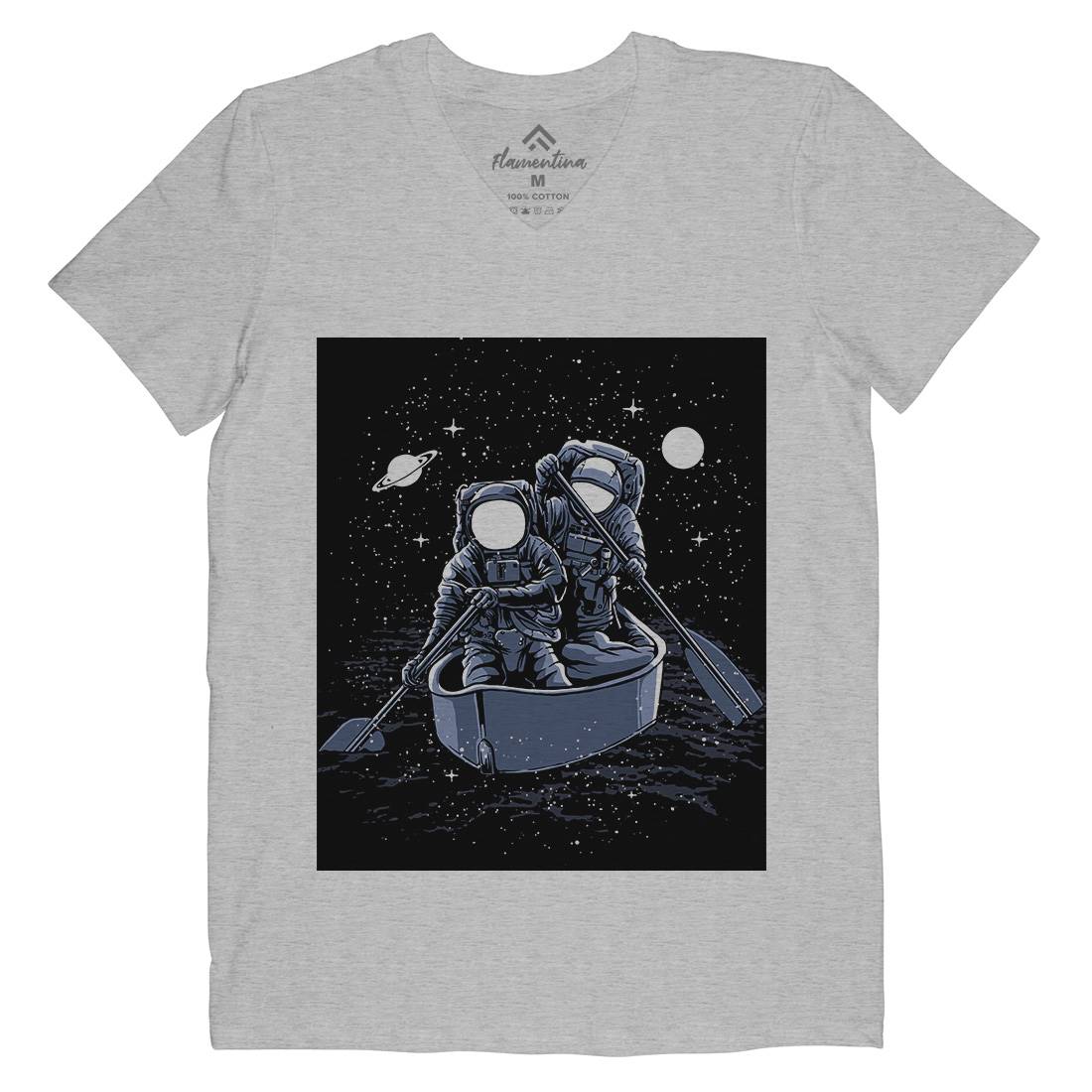 Across The Galaxy Mens Organic V-Neck T-Shirt Space A501